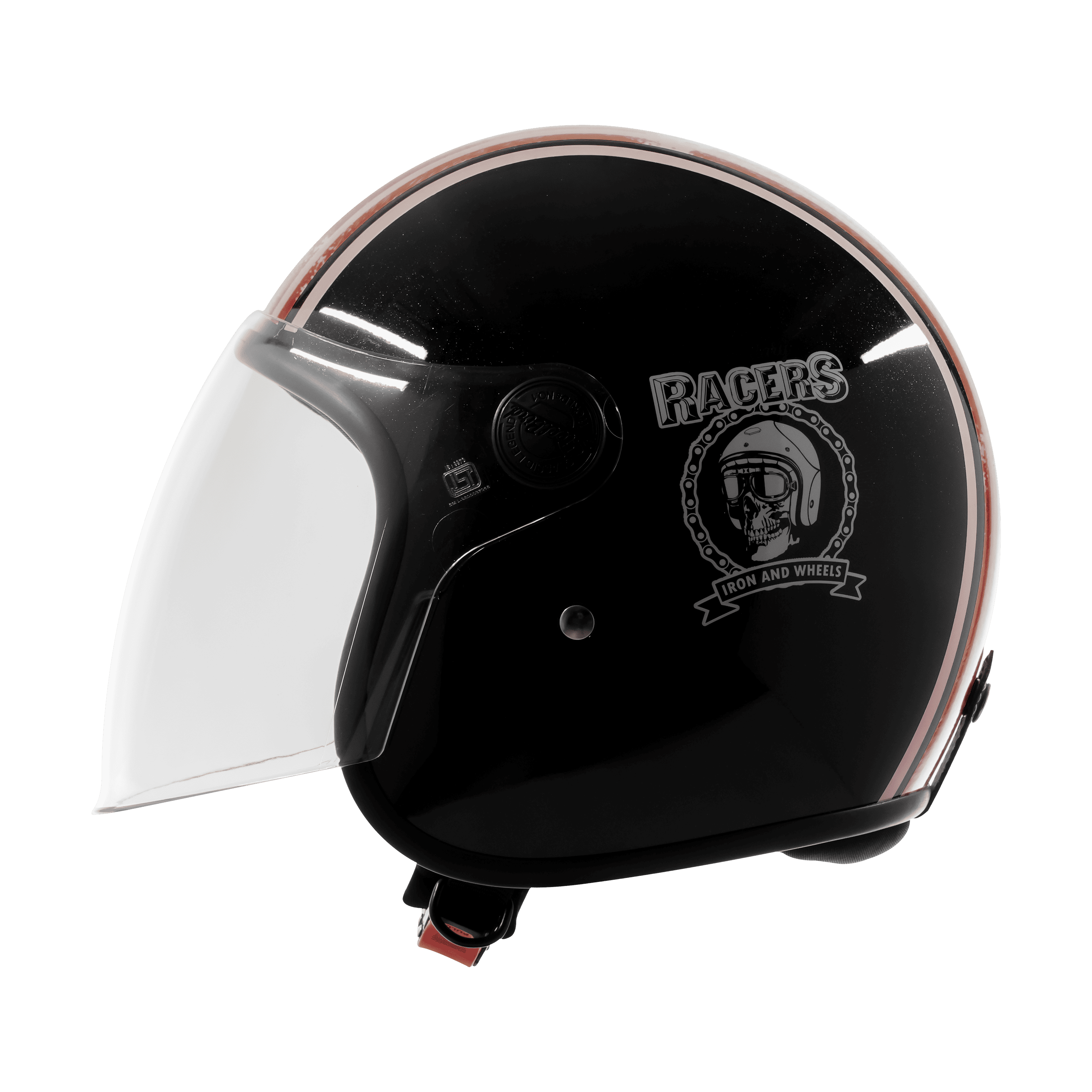 SBH-56 VINTAGE RACERS MAT BLACK WITH DARK RED